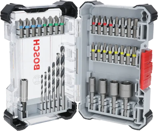 Juego de 35 brocas HSS y destornilladores extraduros Bosch .