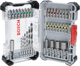 Juego de 35 brocas HSS y destornilladores extraduros Bosch .