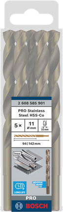 Juego de brocas Bosch PRO de acero inoxidable HSS-Co de 11 mm.