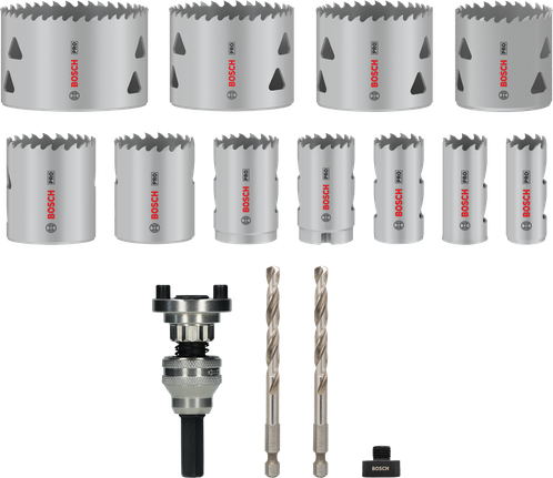 Juego de sierra de corona multimaterial Bosch PRO con mandril Q-Lock.