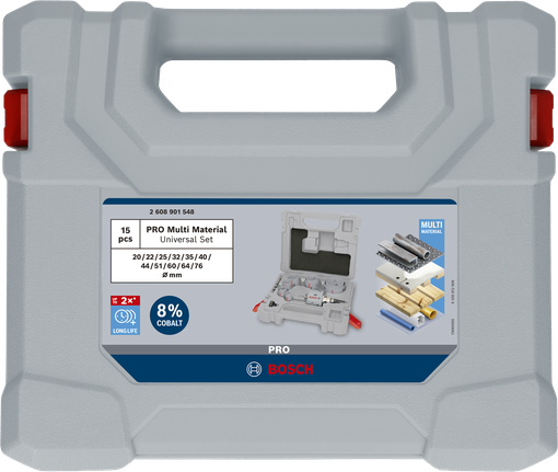 Juego de sierras de corona multimaterial Bosch PRO, 15 piezas.