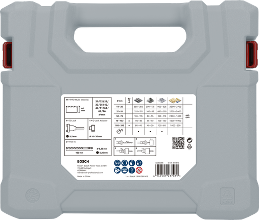 Juego de mandril Q-Lock para sierra de corona multimaterial Bosch PRO de 15 piezas.