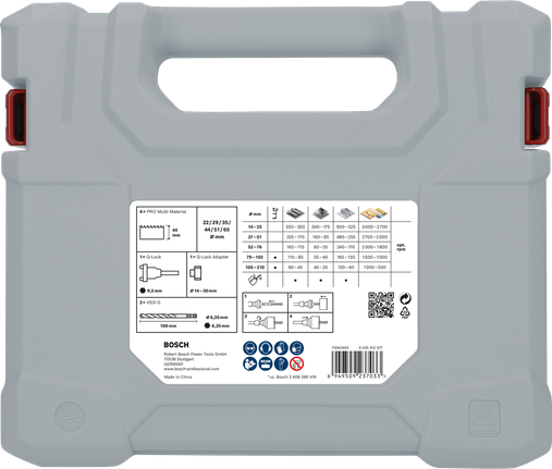 Juego de mandril Q-Lock para sierra de corona multimaterial Bosch PRO de 10 piezas.