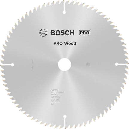 Hoja de sierra circular Bosch PRO Wood de 254 mm para cortes limpios.