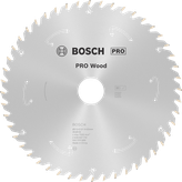 Hoja de sierra circular inalámbrica Bosch PRO Wood T48 para un corte preciso de la madera.