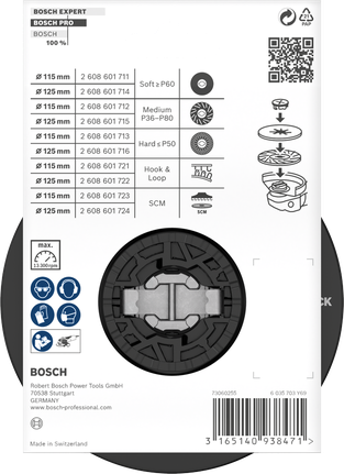 Plato de soporte Bosch PRO suave de 115 mm X-Lock.