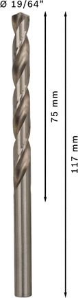 Broca helicoidal Bosch PRO Metal HSS-G de 19/64 pulgadas.