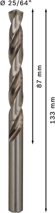 Broca helicoidal Bosch PRO Metal HSS-G de 25/64 pulgadas.