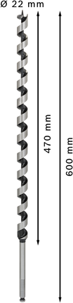 Broca barrena para madera Bosch PRO 22 x 470 x 600 mm.