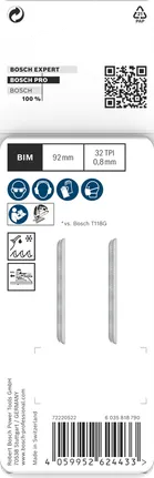Hojas de sierra de calar Bosch PRO Metal thin T121GFC 92mm 2uds.