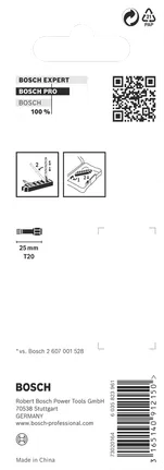 Paquete de puntas Bosch PRO Torx T20 de 25 mm.