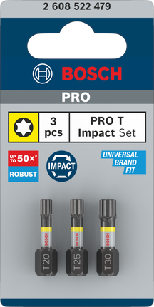 Juego de puntas de impacto Bosch PRO T, 3 piezas.