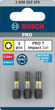 Juego de puntas de impacto Bosch PRO T, 3 piezas.