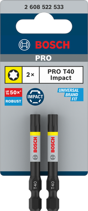 Puntas de impacto Bosch PRO Torx T40 de 55 mm, 2 unidades.