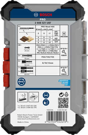 Juego de herramientas de impacto para madera Bosch PRO de 40 piezas.