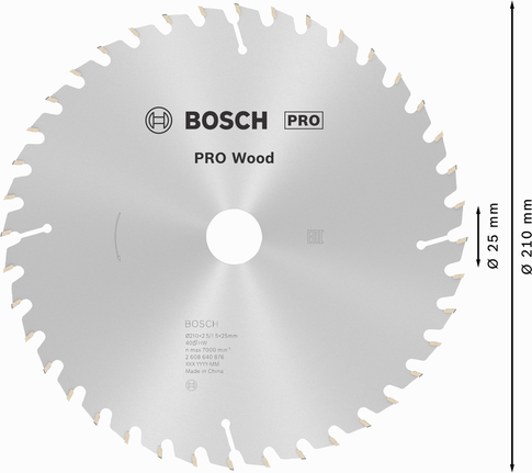 Hoja de sierra circular Bosch PRO Wood 210 mm para madera.