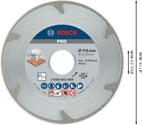 Disco de diamante Bosch PRO Marble de 115 mm para cortar piedra.
