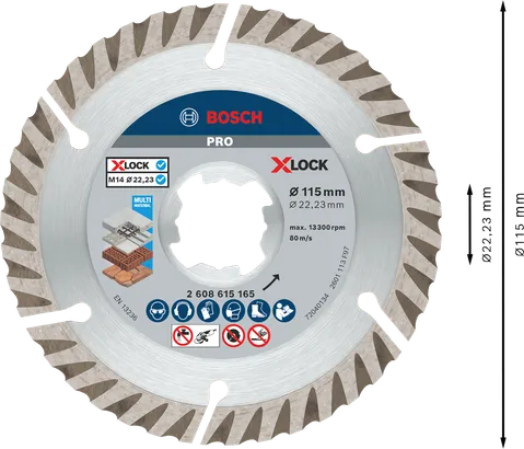 Disco de diamante multimaterial Bosch PRO de 115 mm X-Lock.
