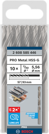 Paquete de brocas helicoidales Bosch PRO Metal HSS-G de 7/32 pulgadas.