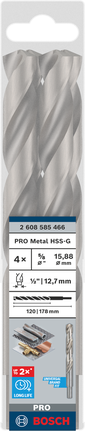 Broca helicoidal Bosch PRO Metal HSS-G de 5/8 de pulgada para metal.