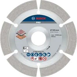 Disco de diamante Bosch PRO Stone de 105 mm para cortar piedra.