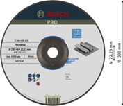Disco abrasivo para metal Bosch PRO de 230 x 6 x 22,23 mm.
