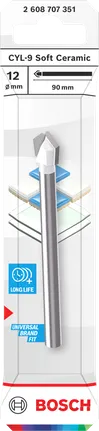 Broca de cerámica blanda Bosch CYL-9 de 12 x 90 mm.