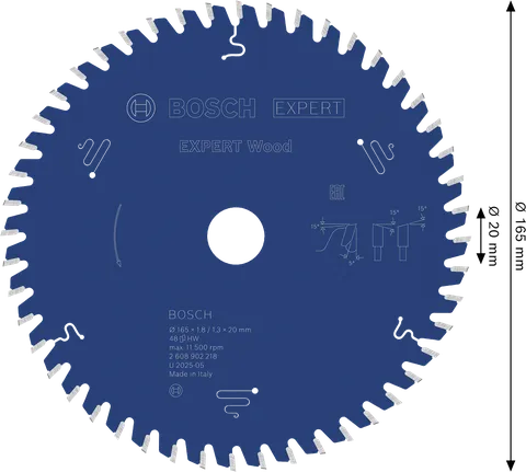 Hoja de sierra circular Bosch EXPERT Wood 165mm 48T.