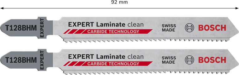 Hojas de sierra de calar de carburo Bosch EXPERT Laminate Clean T128BHM.