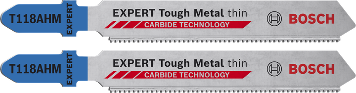 Hojas de sierra de calar Bosch EXPERT Tough Metal delgadas T118AHM, dientes de carburo.