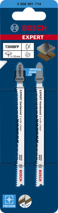 Paquete de 2 hojas de sierra de calar Bosch EXPERT para madera dura, de doble cara y autolimpieza T308BFP.