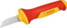 Cuchillo para cables Bosch VDE con mango aislado rojo y amarillo.