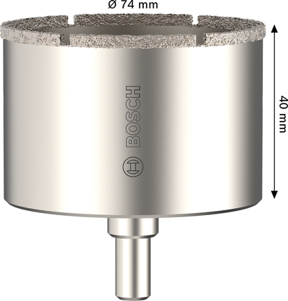 Sierra de corona perforadora para azulejos Bosch 74 x 40 mm para taladrar azulejos.
