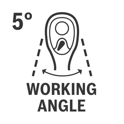 Ángulo de trabajo de 5 grados.