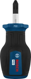 Destornillador Bosch PRO Stubby PZ2 x 25 mm con mango ergonómico.