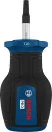Destornillador Bosch PRO Stubby TX20 con mango ergonómico.