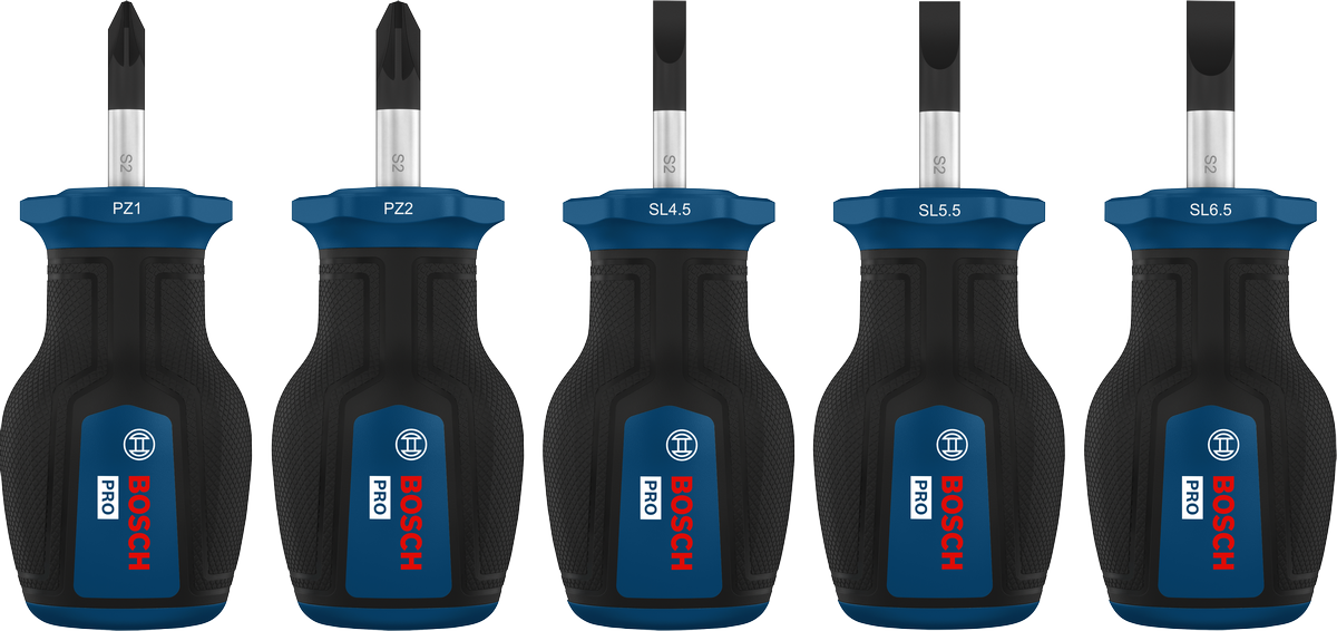 Juego de destornilladores PRO PZ/SL de mango ancho, 5 piezas