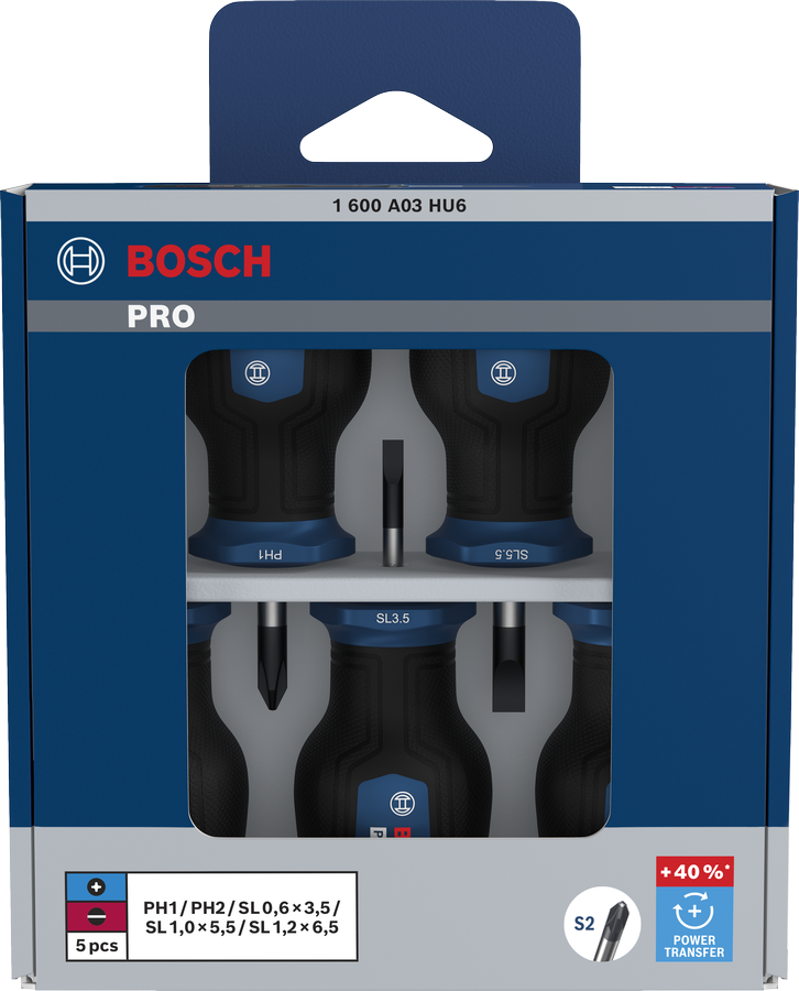 Juego de desatornilladores PRO Stubby PH/SL, 5 piezas