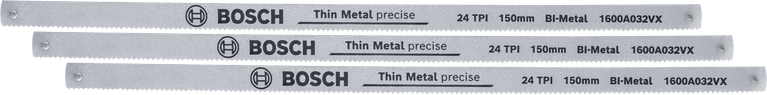 Hojas de sierra para metales bimetálicas Bosch de 150 mm y 24 TPI para metales finos.