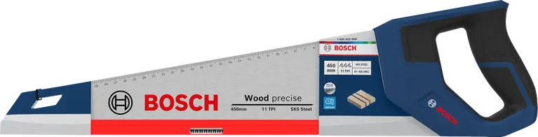 Sierra de mano Bosch 450 mm 11 TPI para cortes precisos de madera.