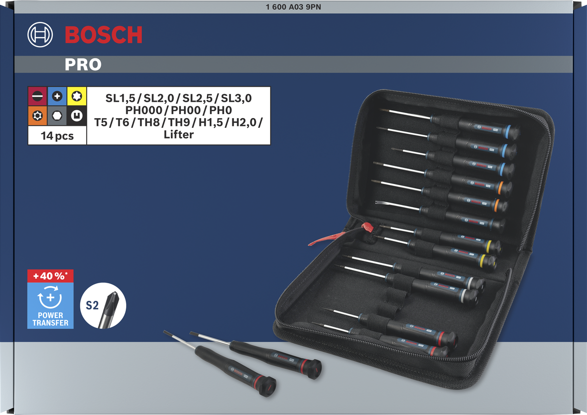 Juego de destornilladores PRO Precision PH/SL/TX/TH/H, 14 piezas
