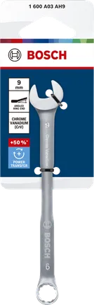 Llave combinada Bosch de cromo vanadio de 9 mm.