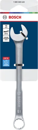 Llave combinada Bosch de 15 mm de cromo vanadio.