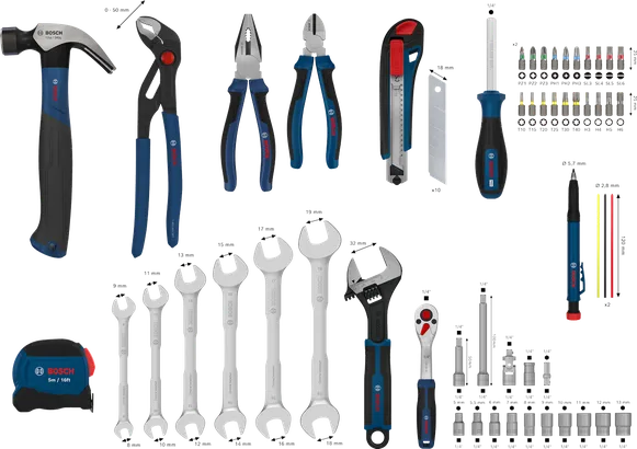 Juego mixto de herramientas manuales