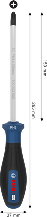 Destornillador Bosch PRO PH3 x 150 mm con mango ergonómico.