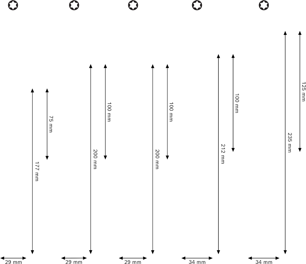 Juego de atornilladores Torx, 5 piezas