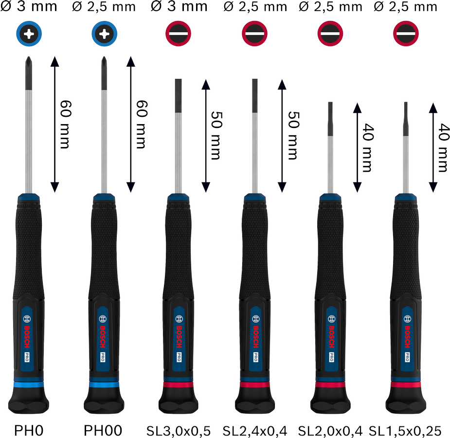 Juego de destornilladores PRO Precision PH/SL, 6 piezas