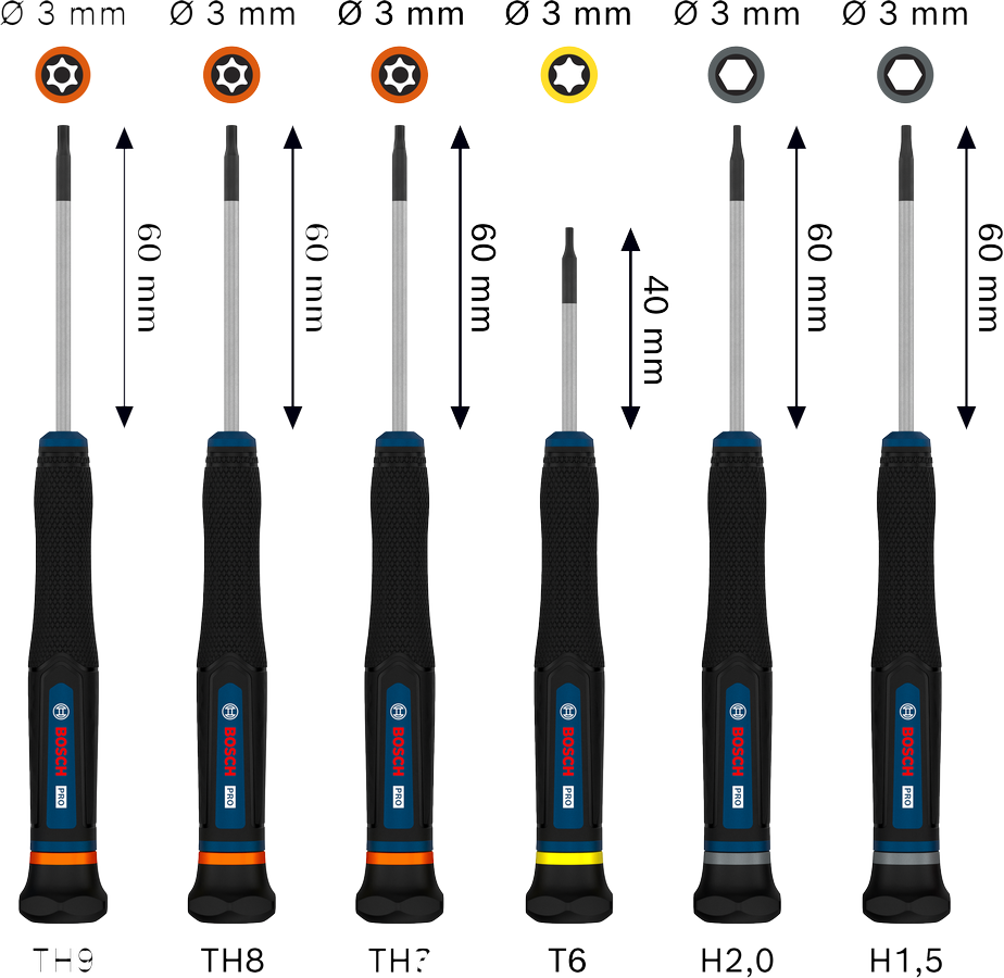 Juego de destornilladores PRO Precision TX/TH/H, 6 piezas