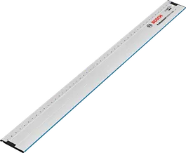 Metal guide rail accessory with measurement markings, designed for precise tool alignment.