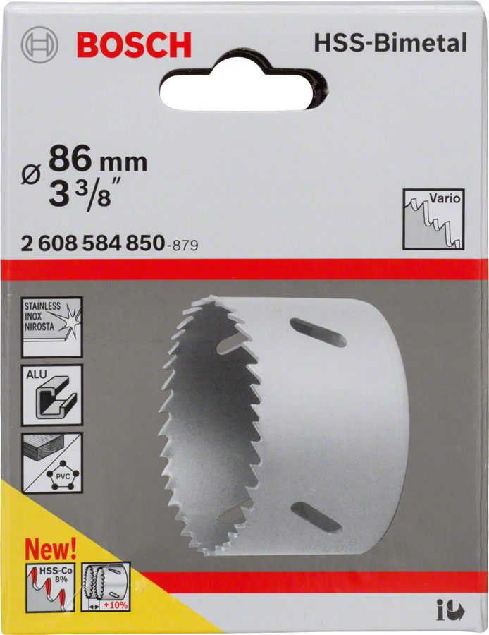 Bosch HSS-Bimetal hole saw 86mm for metal and PVC.